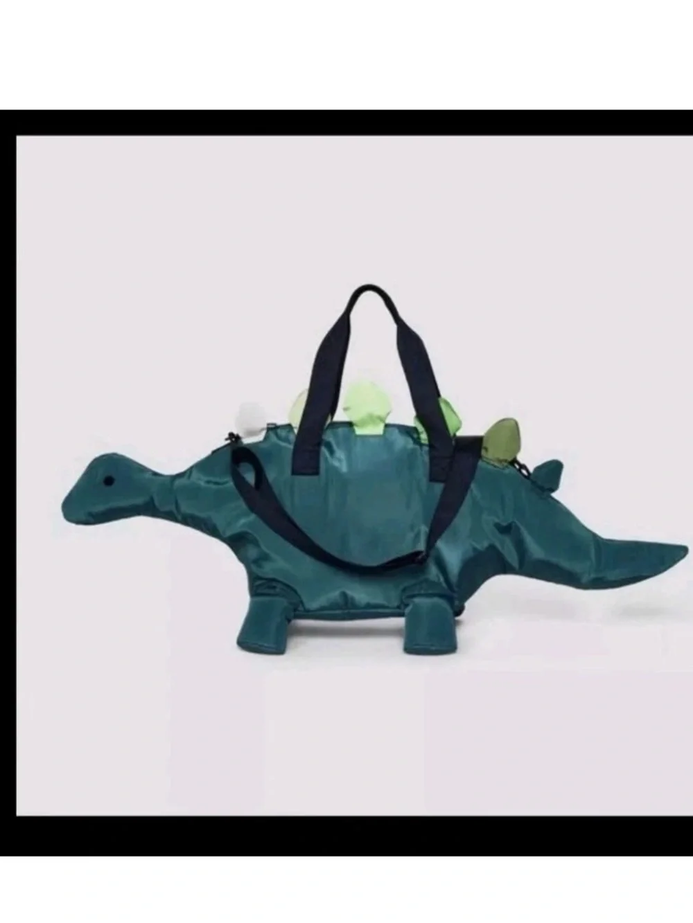 Cat & Jack Dinosaur Duffel Bag Green with Lime Greeen Spikes Removable Strap NWT